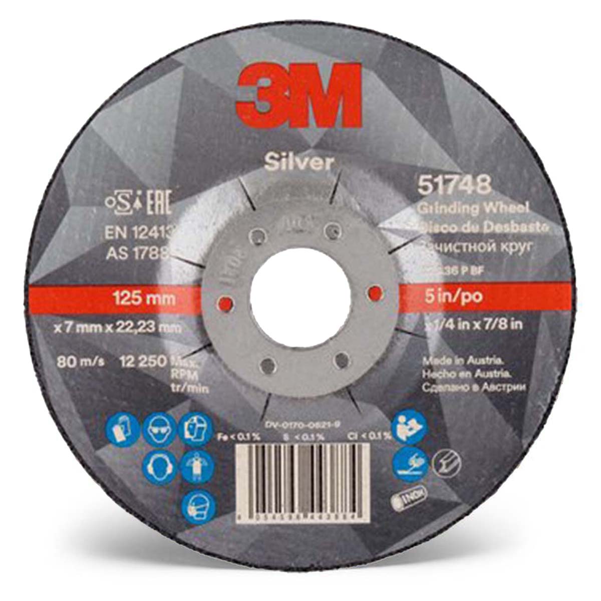 3M™ sidabrinis nuspaustas centrinis šlifavimo diskas