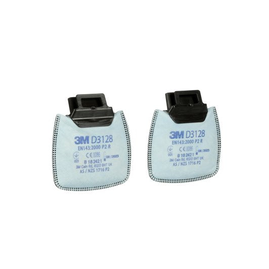 3M™ Secure Click™ D3128 (P2R) kietųjų dalelių filtras su trikdžių lygio organinių garų ir rūgščių dujų pašalinimu bei ozonu iki 10 x OEL
